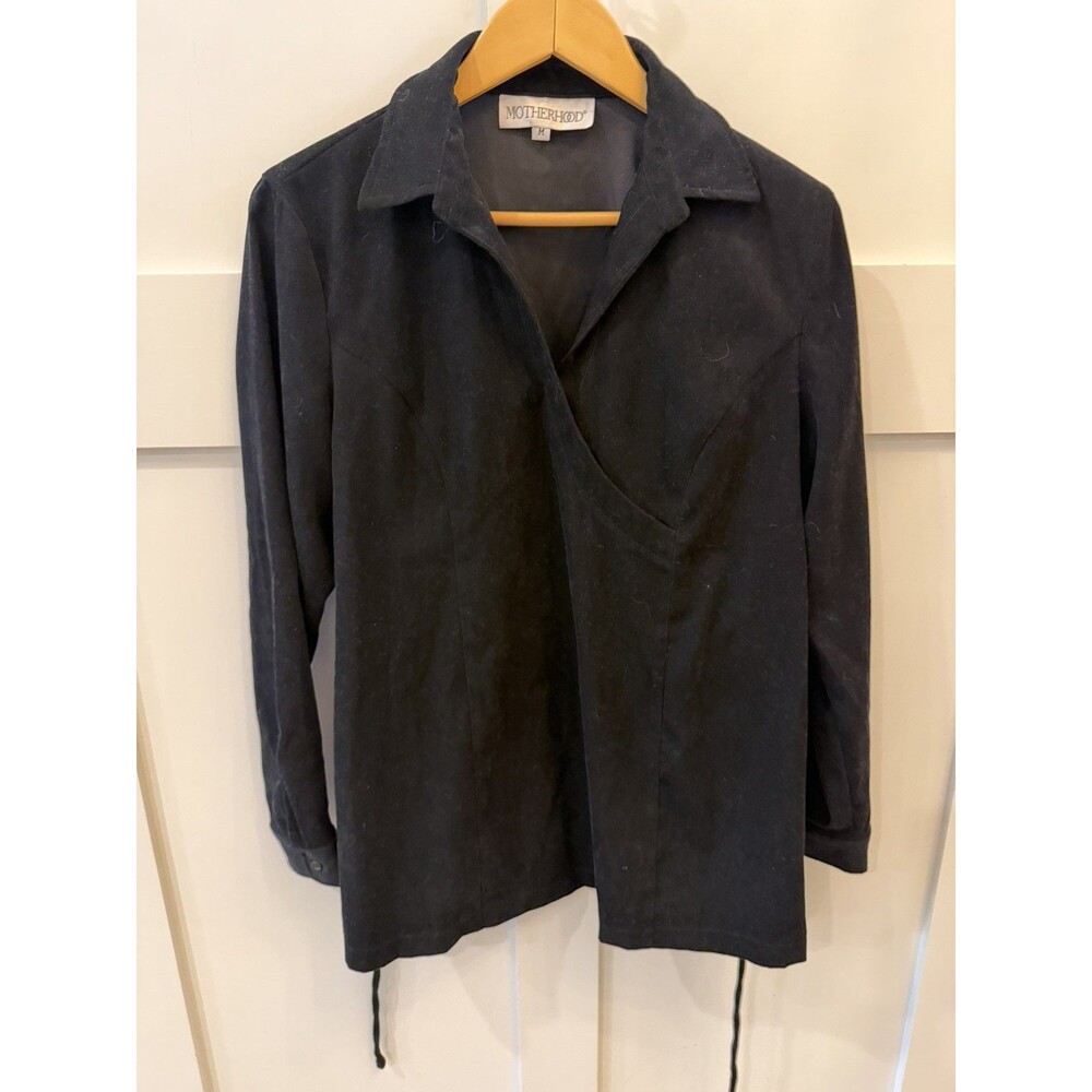 Motherhood Black Velour Long Sleeve Maternity Shirt Size Medium